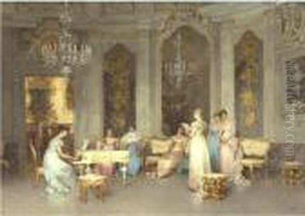 Parlor Scene Oil Painting by Francesco Beda