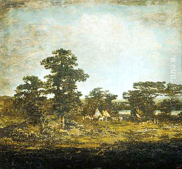 An Indian Encampment 1880 Oil Painting by Ralph Albert Blakelock