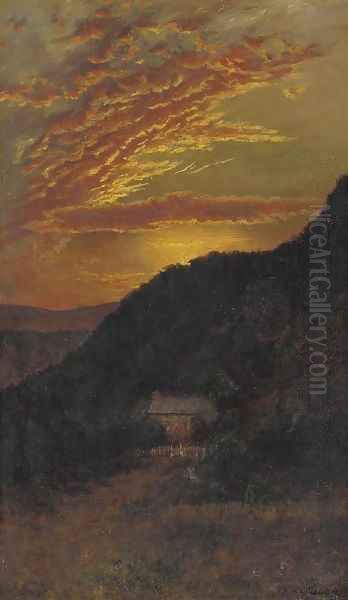 Sunset over Mountains Oil Painting by Ralph Albert Blakelock