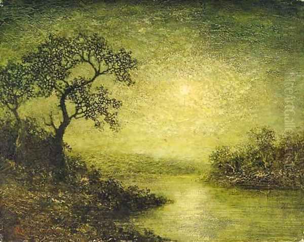 Moonlit Landscape Oil Painting by Ralph Albert Blakelock