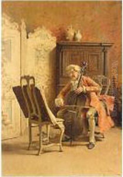 The Cellist Oil Painting by Giovanni Paolo Bedini