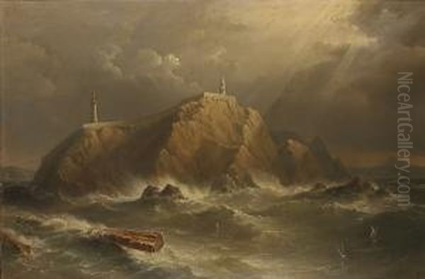 Eagle Island Off Erris Head, W. Coast Of Ireland Oil Painting by Richard Bridges Beechey