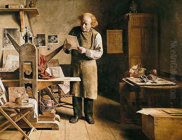 The Printer, 1875 Oil Painting by Adrien Ferdinand de Braekeleer