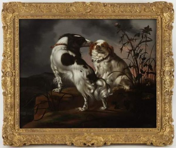 Cavalier King Charles Et Epagneul Dans Un Paysage Rocheux Oil Painting by Adriaen Cornelisz. Beeldemaker