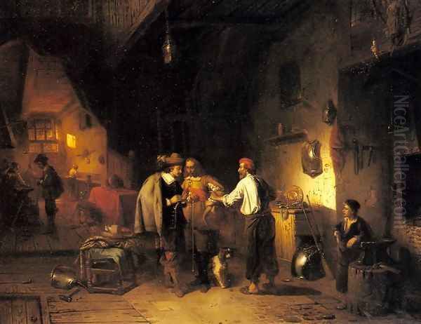 The Armor Shop Oil Painting by Adrien Ferdinand de Braekeleer