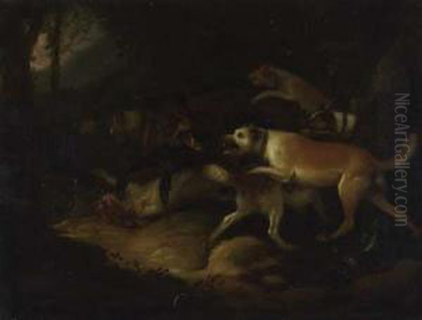 Sieben Jagdhunde Attackieren Einen Keiler Oil Painting by Adriaen Cornelisz. Beeldemaker