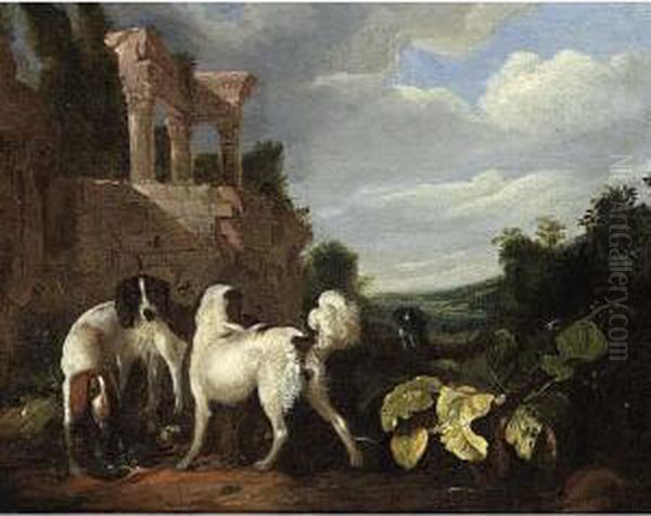 Hounds Near Ruins Oil Painting by Adriaen Cornelisz. Beeldemaker