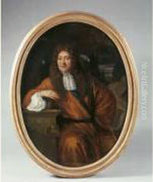 Portrait De Gentilhomme Accoude A Un Entablement Sculpte Oil Painting by Adriaen Cornelisz. Beeldemaker