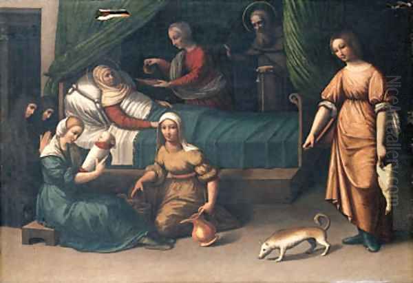 The Birth of the Virgin Oil Painting by Giovanni Battista Benvenuti (see Ortolano)