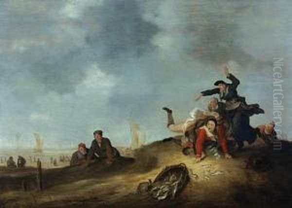 Pejzaz Nadmorski Ze Scena Rodzajowa Oil Painting by Cornelis Beelt