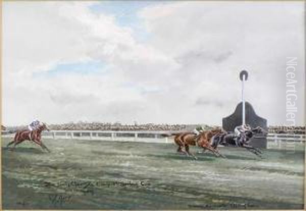 The Finish For The Liverpool Sporting Cup 1909 Oil Painting by John Beer