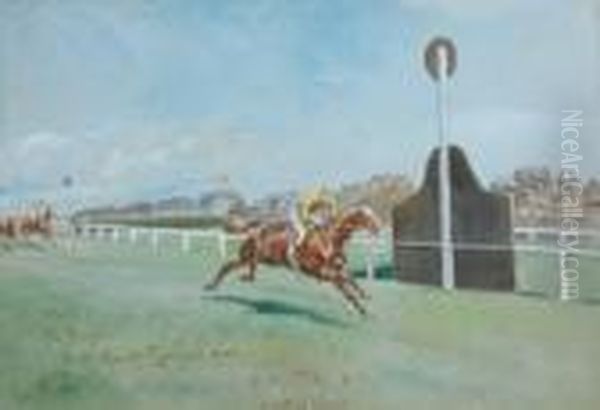 The Finish For The Grand National Oil Painting by John Beer