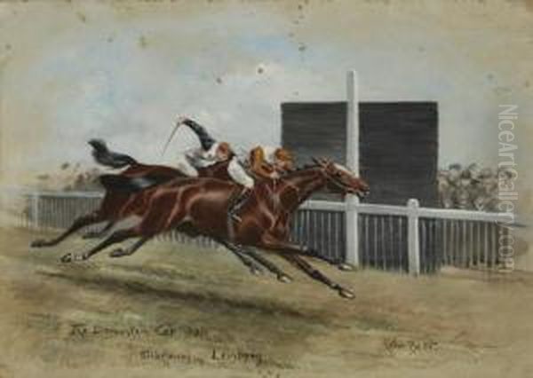 The Finish For Thest. Leger Stakes - Doncaster 1911 Oil Painting by John Beer