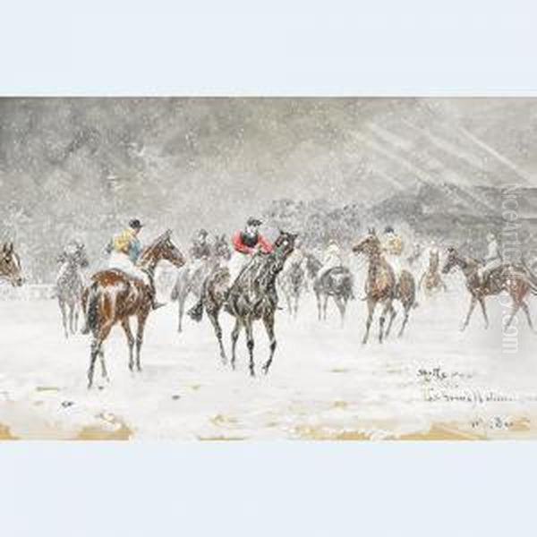 At The Post - The Grand National Oil Painting by John Beer