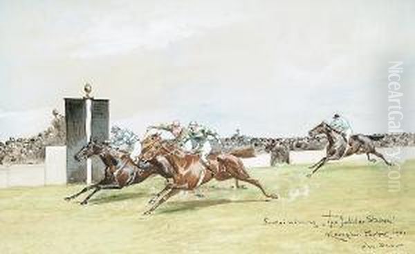 Santoi Winning The Jubilee Stakes, Kempton Oil Painting by John Beer