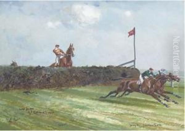 The Last Fence, Grand National Oil Painting by John Beer