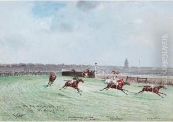 The Grand National 1913, The Canal Turn Oil Painting by John Beer