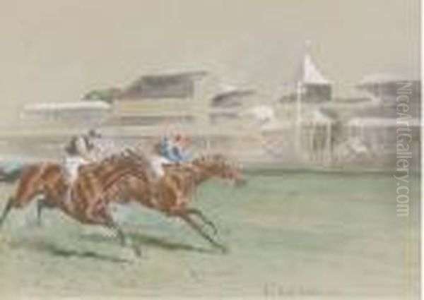 Baldur Wins!, The Ascot Stakes Oil Painting by John Beer