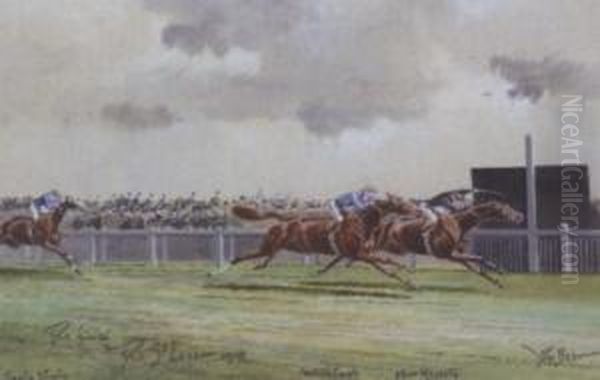 Finish For The St.leger Oil Painting by John Beer