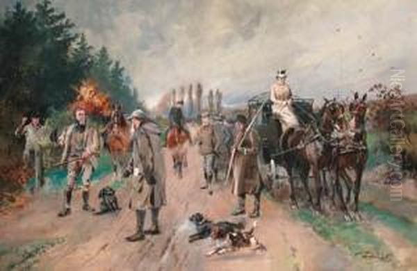 The Shooting Party Oil Painting by John Beer