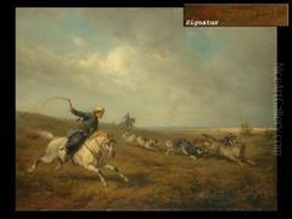 Die Wolfsjagd Oil Painting by Wilhelm Amandus Beer