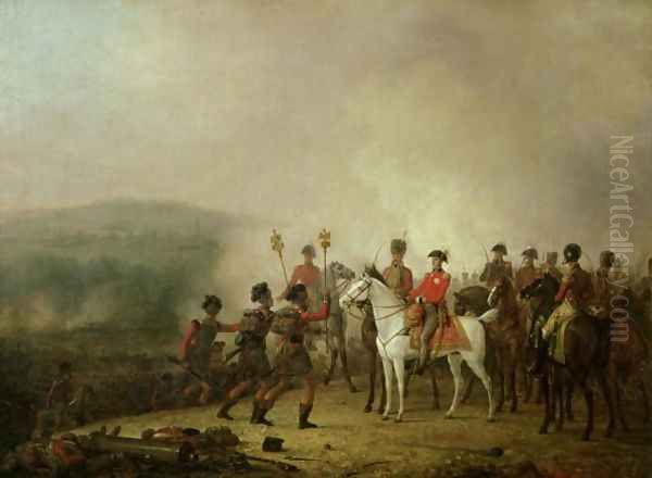 The Eagle Standards Taken at Waterloo Returned to Wellington, 18th June 1815 Oil Painting by Mathieu Ignace van Bree