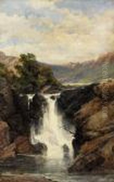 Waterfall Oil Painting by George Law Beetholme