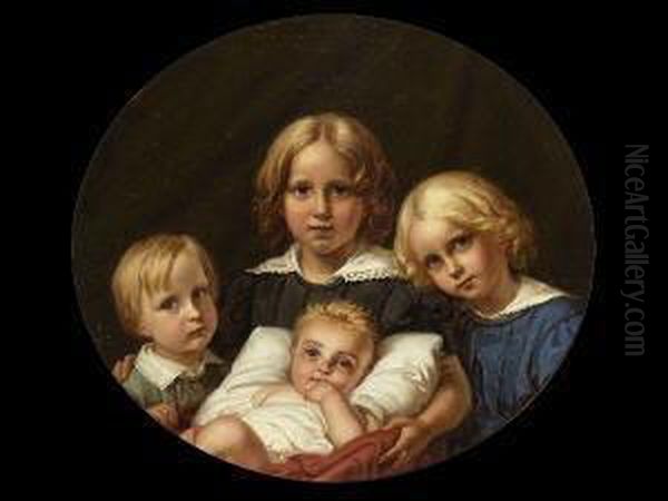 Die Vier Kinder Des Kunstlers:
 Oscar, Alfred, Reinhold Und Hellmuth. Oil Painting by Karl Joseph Begas