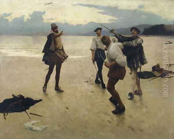 On Bideford Sands, 1889 Oil Painting by Frank Wright Bourdillon