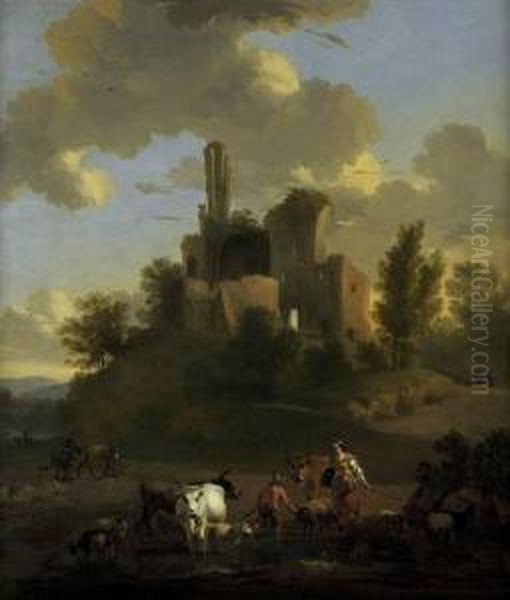 Pastorale Landschaft Mit Hirten Oil Painting by Abraham Jansz Begeyn