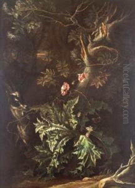 Cardo Y Flores En Un Paisaje Oil Painting by Abraham Jansz Begeyn