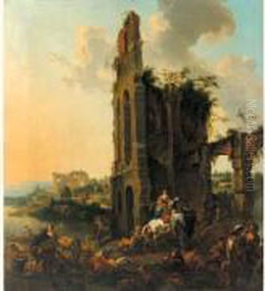 Campement De Nomades Parmi Des Ruines Oil Painting by Abraham Jansz Begeyn