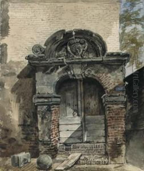 The Gate Of The Stadsdoelen, Hoorn Oil Painting by Carel Jacobus Behr