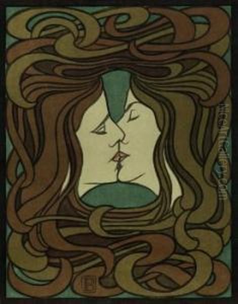 The Kiss. 1898. Oil Painting by Peter Behrens