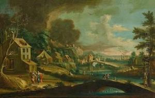 Landschaft Mit Dem Gang Nach Emaus Oil Painting by Joachim-Franz Beich