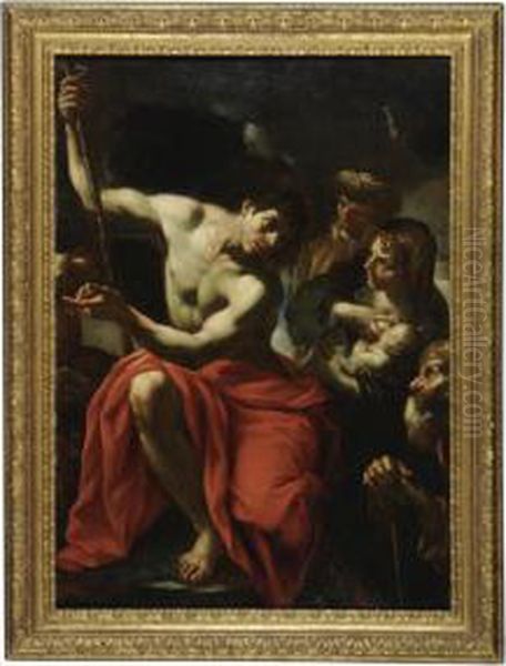 Saint John The Baptist Preaching In The Desert Oil Painting by Giovan Battista Beinaschi