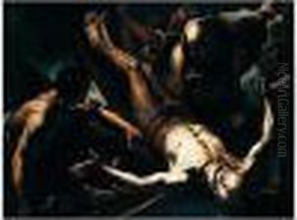 The Crucifixion Of Saint Peter Oil Painting by Giovan Battista Beinaschi