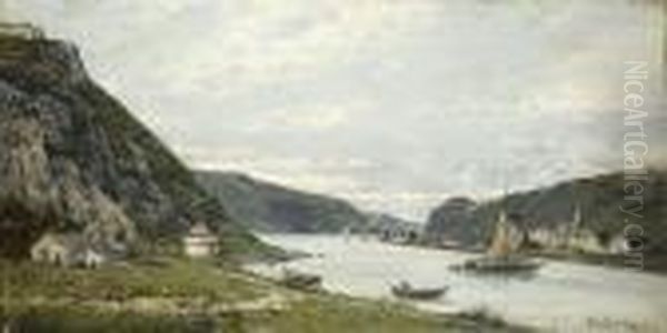 Rheinlandschaft Bei St. Goarshausen Oil Painting by Fritz Beinke