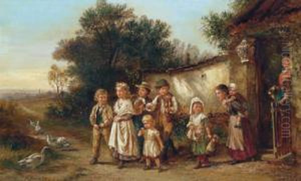 Il Matrimonio Dei Bambini Oil Painting by Fritz Beinke