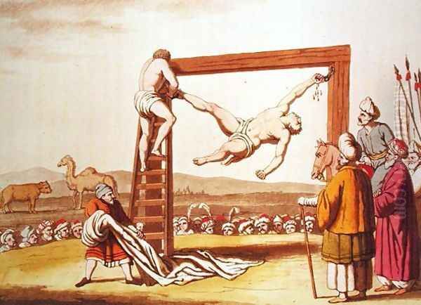 Torture Scene in Barbary, illustration from 'Costume Antico e Moderno' 1815 Oil Painting by Giovanni Bigatti