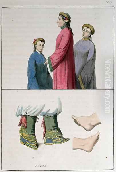 The feet of Chinese women, illustration from 'Le Costume Ancien et Moderne' 1819 Oil Painting by Giovanni Bigatti