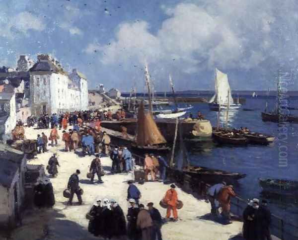 Douarnenez Oil Painting by Henri Alphonse Barnoin