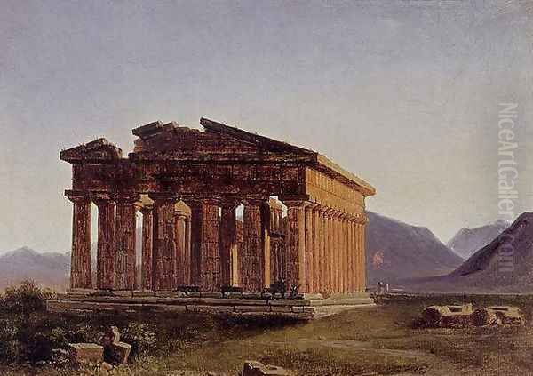 A view of the Temple of Neptune at Paestum Oil Painting by Antoine-Felix Boisselier