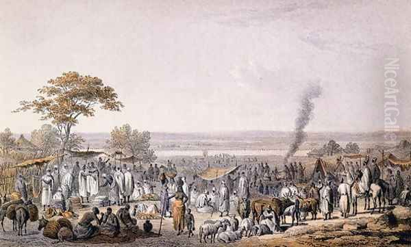 The Market in Sokoto in 1853, from 'Travels and Discoveries in North and Central Africa' by Heinrich Barth Oil Painting by Johann Martin Bernatz