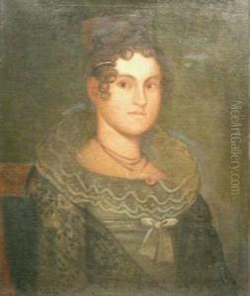 Portrait Of A Woman, Purportedly Mrs. Fogg, Wife Of Major Generalfogg Oil Painting by Zedekiah Belknap