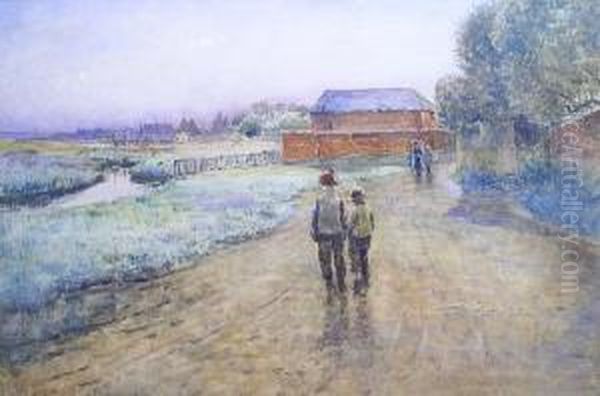 Two Little Trippers Oil Painting by Arthur George Bell