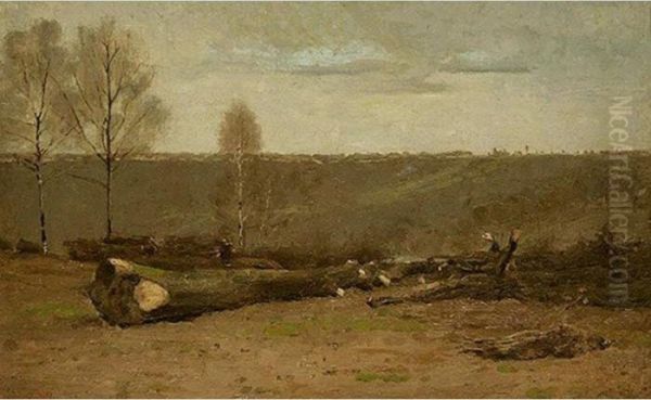 Tree Felling Oil Painting by Arthur George Bell