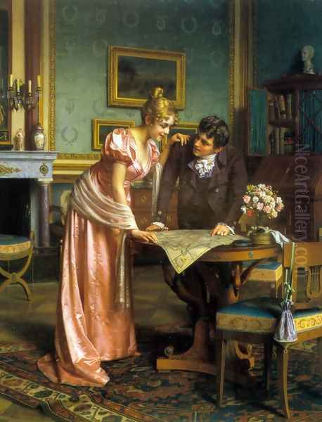 Planning the Grand Tour Oil Painting by Emil Brack