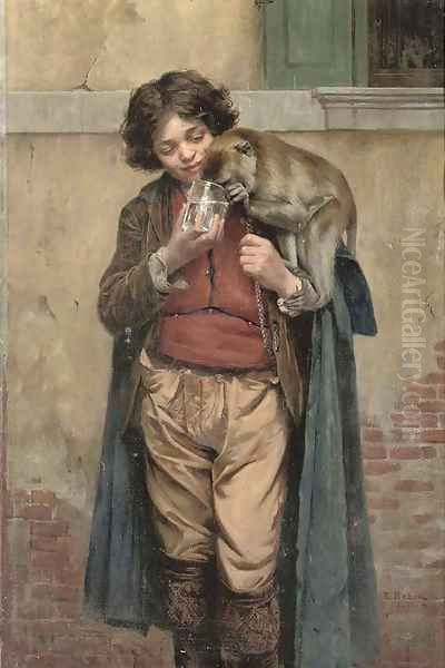 Refreshment for a friend Oil Painting by Emil Brack