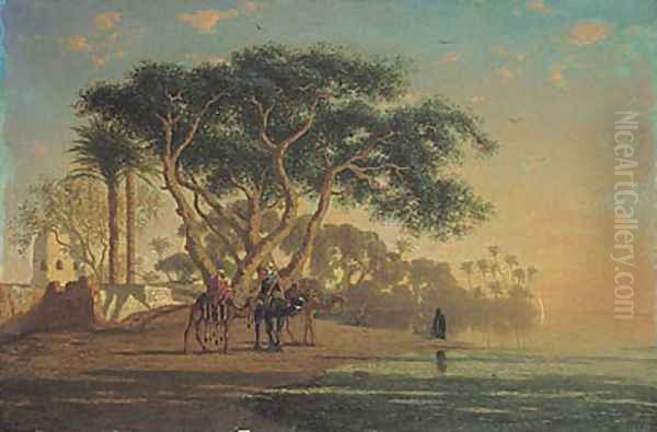 Arab Oasis, 1853 Oil Painting by Narcisse Berchere